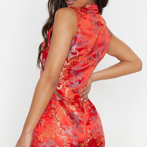 PLT RED ORIENTAL ZIP DETAIL ROMPER - Picture 2 of 3